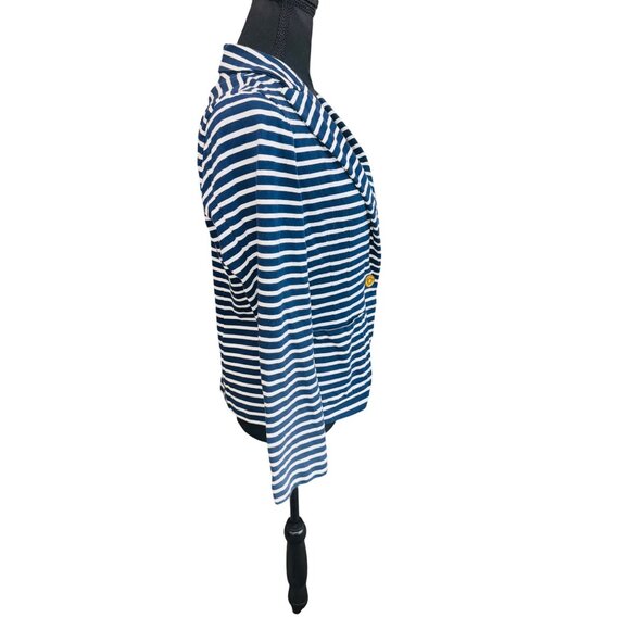 Lauren Ralph Lauren Navy & White Striped Blazer Jacket L Nautical Office Travel - Picture 5 of 11
